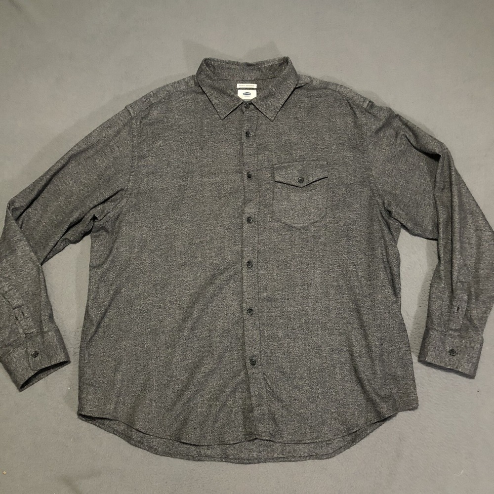 Old Navy Mens Shirt XXL‎ Gray Collared Button Down Long Sleeve Regular Fit